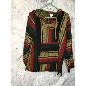 Artesanias Cuamatzi Women’s Medium Rug Baja‎ Hoodie Boho Mexican Art Top